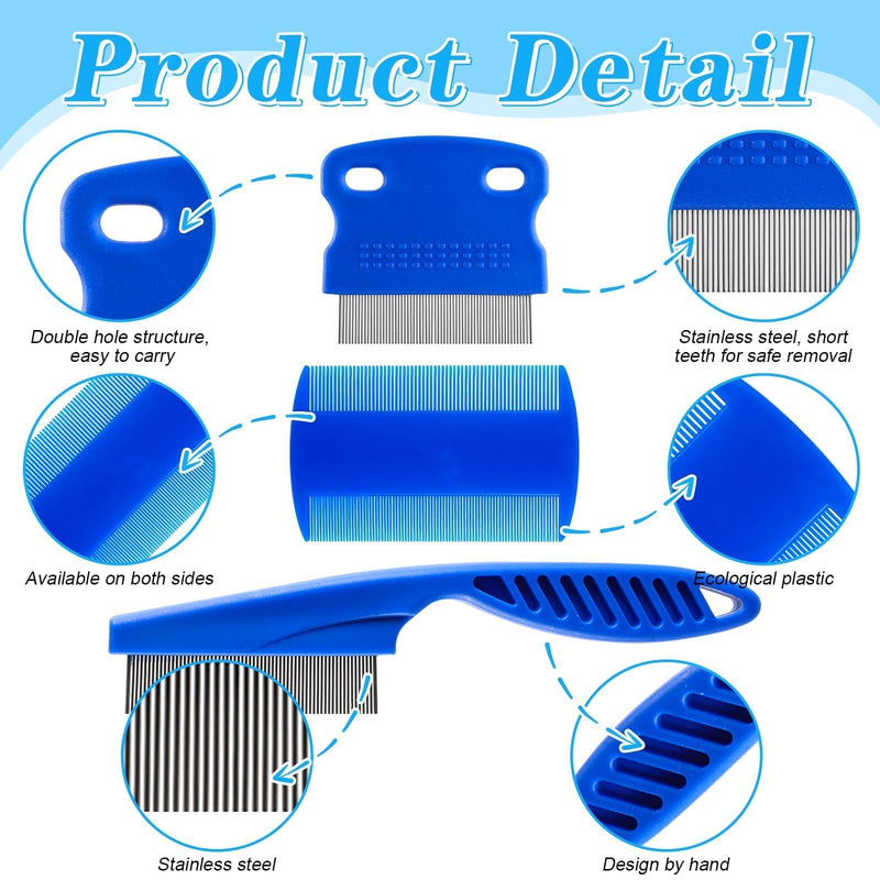 6 Pieces Dog Eye Combs Tear Stain Removal Combs Pets Grooming Combs Kit Flea Comb for Small Dogs Removing Knots Crust Mucus Blue - BeesActive Australia