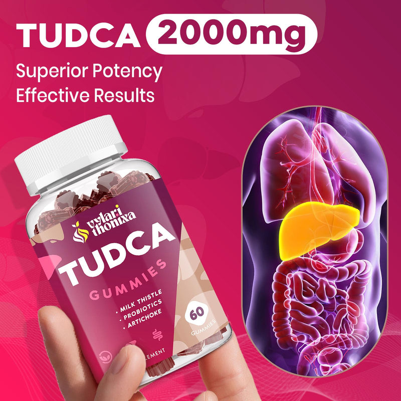 Premium TUDCA Gummy Supplement - 2000mg High-Potency Liver Support, Liver Cleanse Detox & Repair with Milk Thistle, Artichoke Extract, Probiotics, Bile Salts - Vegan, 30 Servings 60 Count (Pack of 1) - BeesActive Australia