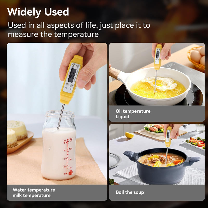 Akozon Digital Food Thermometer Automatic Calibration Pen High Accuracy Electronic Pocket Thermometer Yellow Home and Family Appliance and Decor - BeesActive Australia