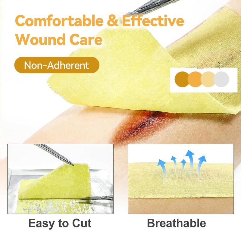 Jointown Xeroform Petrolatum Dressing Bandages, Soft Mesh Gauze Patch for Wound Care, Burns, Lacerations, Skin Grafts & Surgical Incisions, 5"x9", 25 Individual Pack 5"×9"