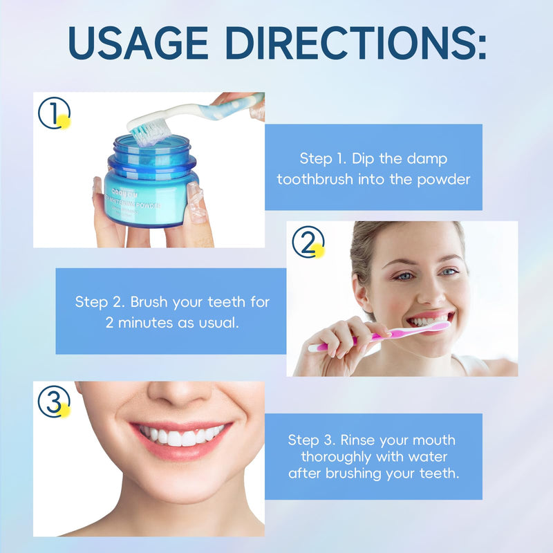 Teeth Whitening Powder 2PCS Tooth Powder Instant Tooth Whitening Mint Flavor Teeth Whitener Toothpaste Powders for Tooth Stain Removal 100g/3.53oz - BeesActive Australia