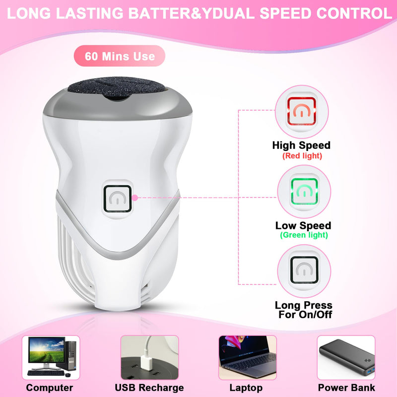 Electric Foot Callus Remover for Women Men, Rechargeable Electric Foot File Pedicure Tool with 2 Speeds and 6 Grinding Heads, Portable Feet Grinder for Cracked Dry Heels Dead Skin Calluses - BeesActive Australia