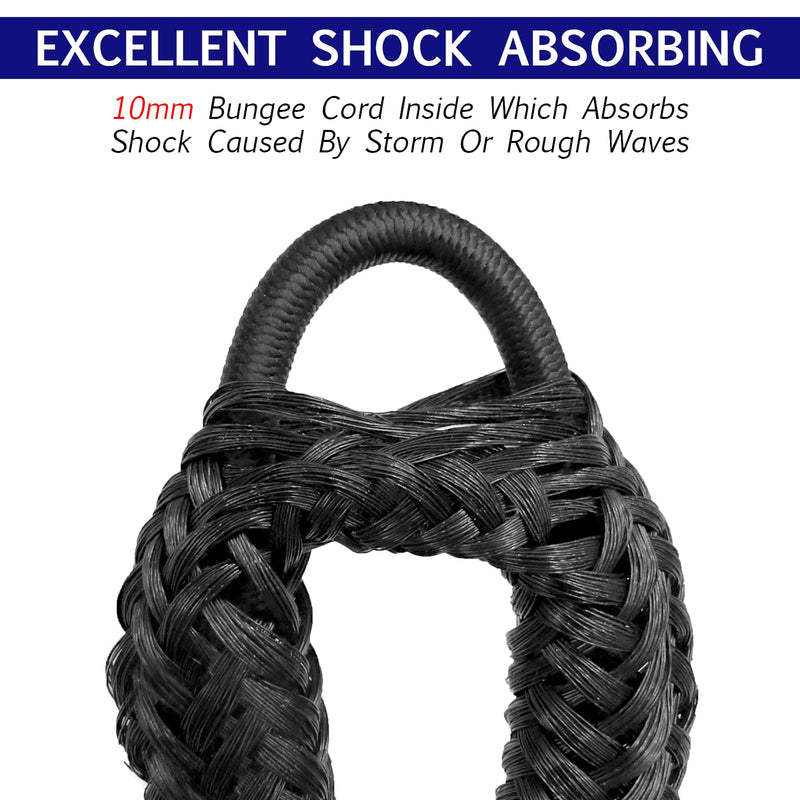 4 Pack Bungee Dock Line with Stainless Steel Clip 3FT Mooring Rope Boat Accessories Docking Lines PWC Dockline for Boats Kayak, Jet Ski, Pontoon, Canoe, Power Boat WaveRunner (Black) Black