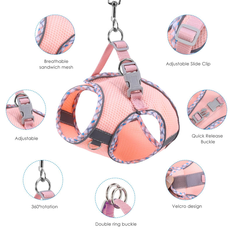 Brifit Cat Harness, Cat Harness with Leash, Escape-Proof, Soft Harness for Cat with Reflective Strips, Adjustable Cat Vest, Cat Harness Cat Harness for Cats Puppy [Pink, XXS] Pink - BeesActive Australia
