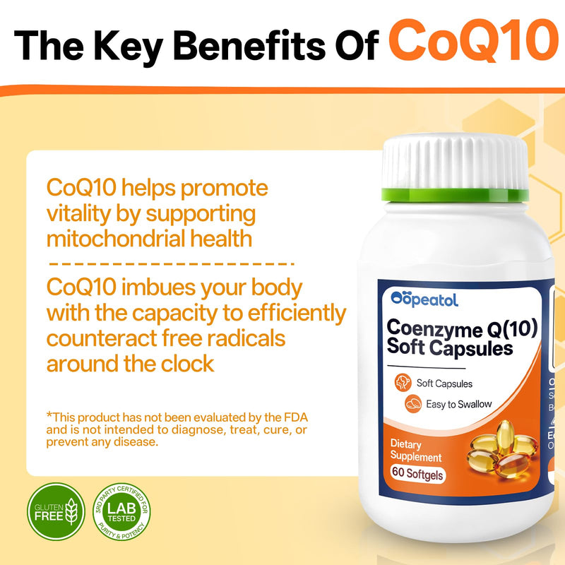 CoQ10 Softgels – Coenzyme Q10 Supplement 40mg, Supports Cellular Energy Production & Healthy Nutrient Absorption for Men & Women, 60 Softgels