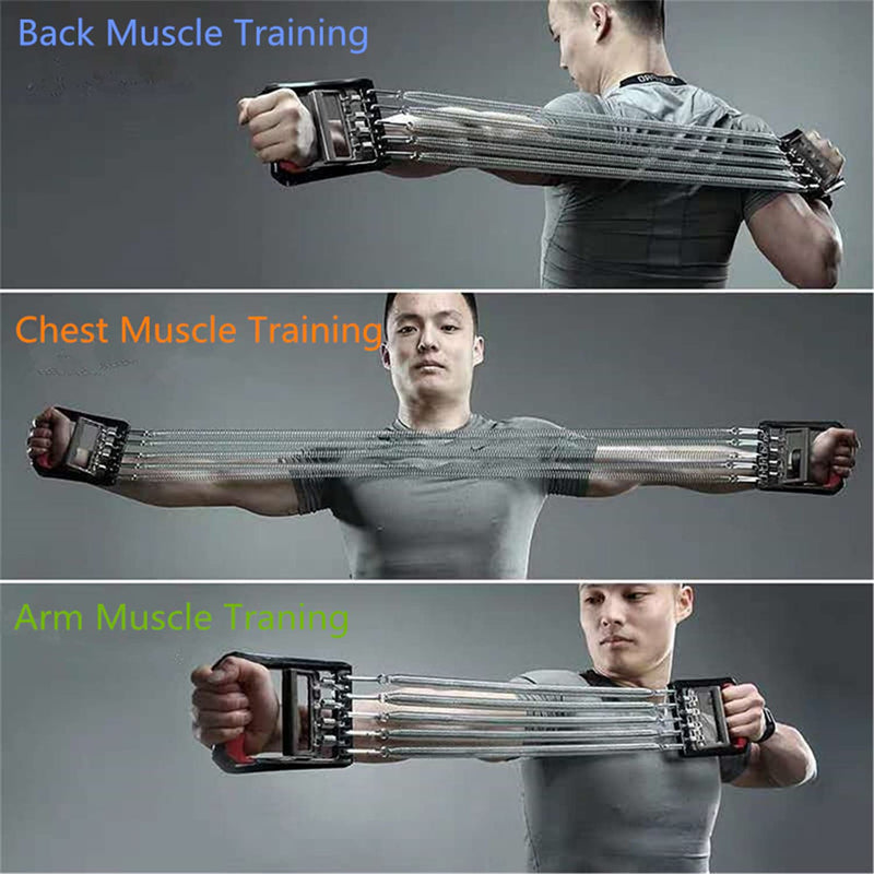 Chest Expander Exercise Resistance Bands Adjustable Hand Gripper Arm Pull Bar Arm Muscle Exerciser with 5 Springs Strength Trainer for Home Gym Muscle Training Exerciser,Red