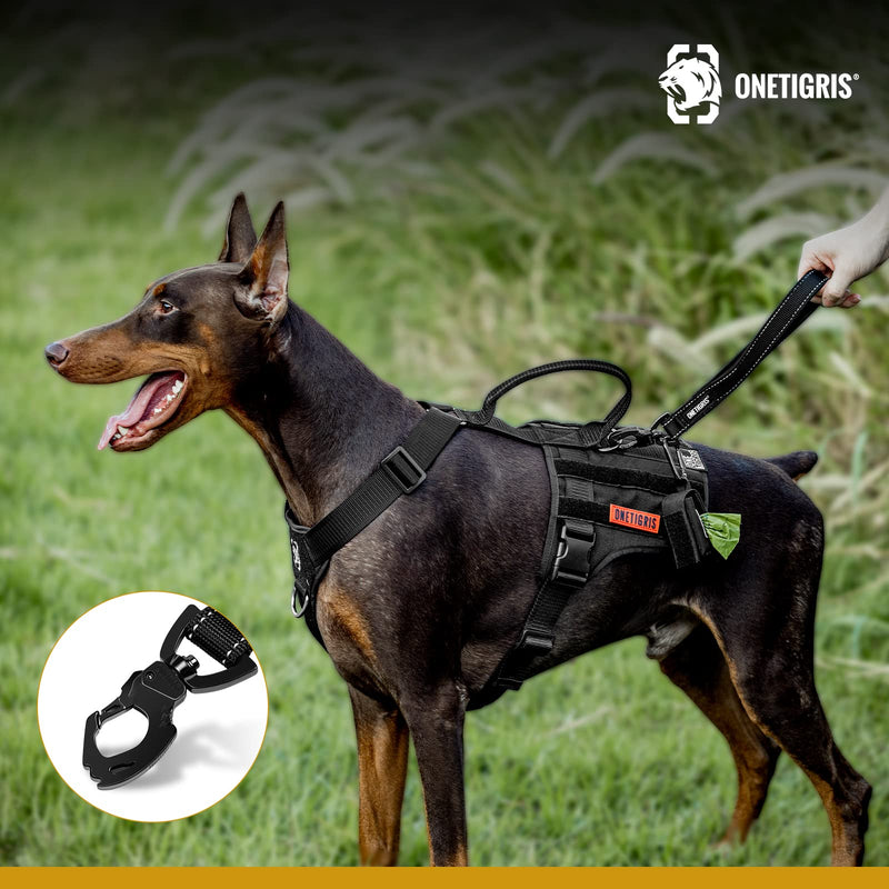 OneTigris Bolt Short Dog Lead 30cm, Short Dog Lead with Tiger Tooth Metal Clip and Soft Padding, Reflective Nylon Dog Lead Suitable for Medium Large Dogs S Black - BeesActive Australia