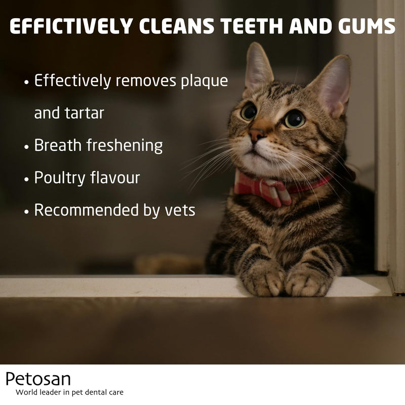Petosan 2X Toothpaste for Cats - 2X 70g Poultry Flavour Toothpaste for Cat Dental Care - Anti-Tartar, Plaque Control, Vet-Approved - Fresh Breath and Oral Hygiene for All Cats