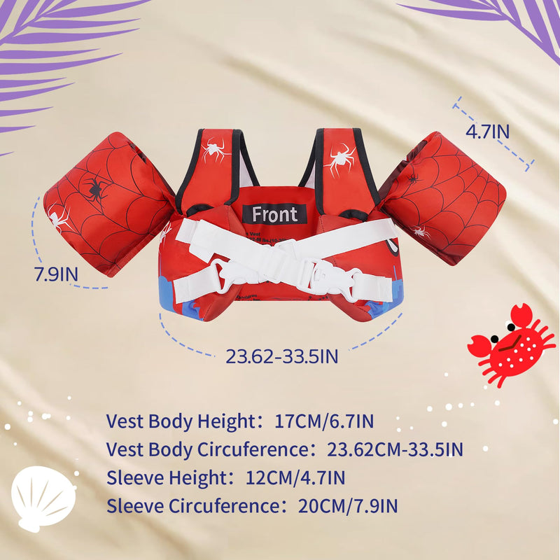 Elejolie Toddler Swim Vest for Child Learn Swiming Training,Infant Safety Swimmies Aid Jacket for Kids 2 3 4 5 6 Years Old,Arm Water Wings for Baby 22-66lbs Spider - BeesActive Australia