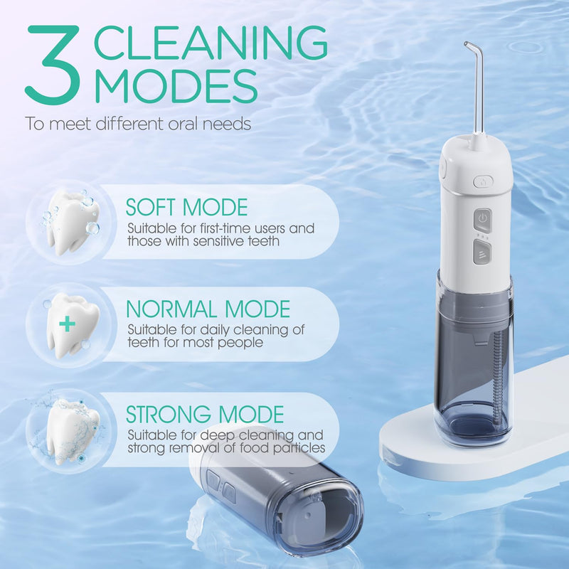 VOYOR-HEALTH Portable Water Flosser Cordless, Mini Travel Oral Irrigator with Telescopic Water Tank, IPX7 Waterproof Water Dental Flosser for Teeth Cleaning Braces & Dental Care WF510 (Silver) Silver