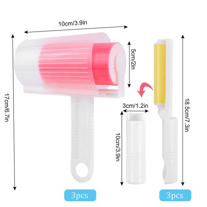 YiliYa Pack of 6 Reusable Washable Lint Roller Sticky Washable Dust Lint Roller Foldable Sticky Roller Portable Hair Curler with Cover for Clean Furniture, Carpets, Clothes - BeesActive Australia