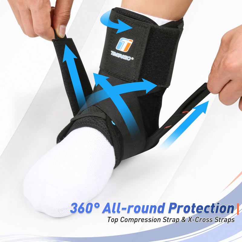 Quick Lace Up Ankle Brace for Women Men with 2 Removable Side Splints, Ankle Support Brace for Sprained Ankle, Achilles Tendonitis, Ankle Stabilizer for Basketball,Volleyball,Soccer,Tennis,M(12”-13”) Medium New Black - BeesActive Australia