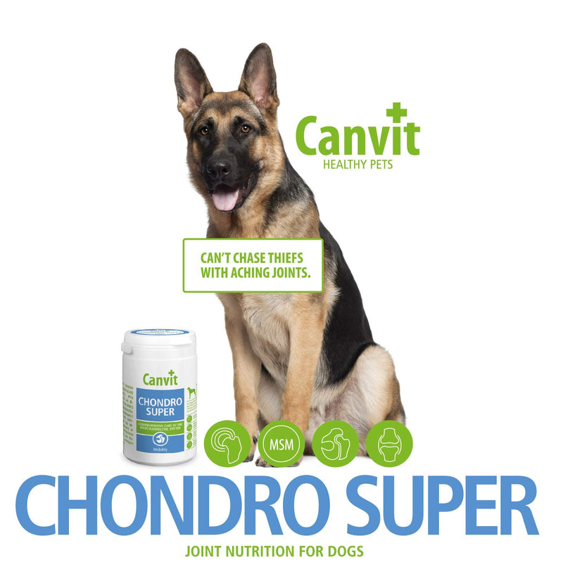 Canvit Chondro Super Glucosamine Hip And Joint Regeneration Supplement For Stiff Young Or Older Large Dogs in Pain With Hip Dysplasia, Arthritis, For Dogs Over 20 Kg (Chondro Super, 76 Tablets)