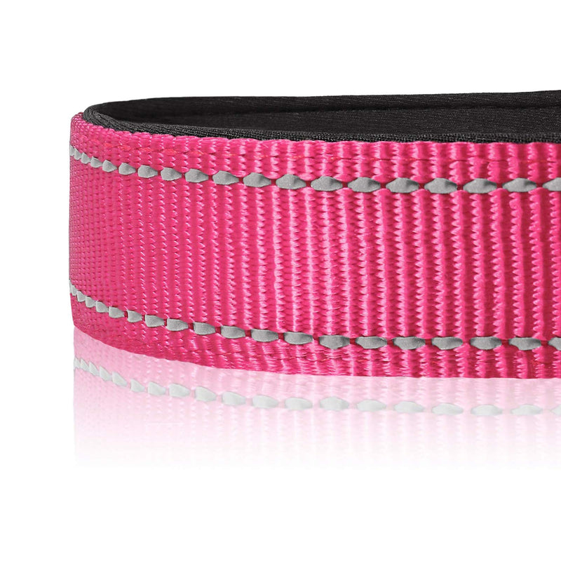 HEELE Dog Collar, Soft Padded Neoprene Nylon Dog Collar for Small Medium Large Dogs and Puppies, Adjustable and Reflective Collar Dog for Training, Pink, S: Length 26-38cm (Pack of 1) - BeesActive Australia