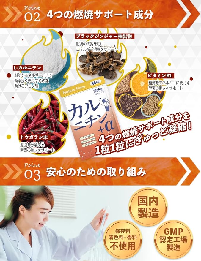 Carnitine Supplement Diet L-Carnitine 45,000mg Contains Carnitine + α 60 days 300 tablets 1 bag Black Ginger Capsaicin Vitamin B1 - BeesActive Australia