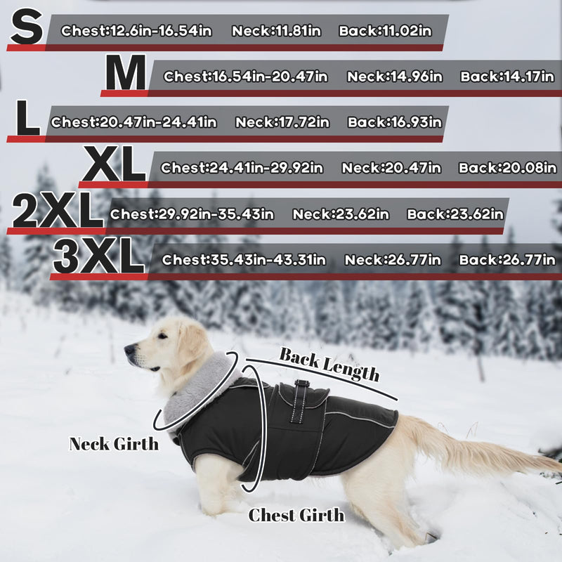 Lelepet Warm Dog Coat Reflective Dog Fleece Vest Waterproof Dog Jacket Windproof Dog Winter Coat Dog Cold Weather Coats with Adjustable Buckle XLarge Dog Coat Dog Snowsuit Dog Coat for Large Dogs， XL Black - BeesActive Australia