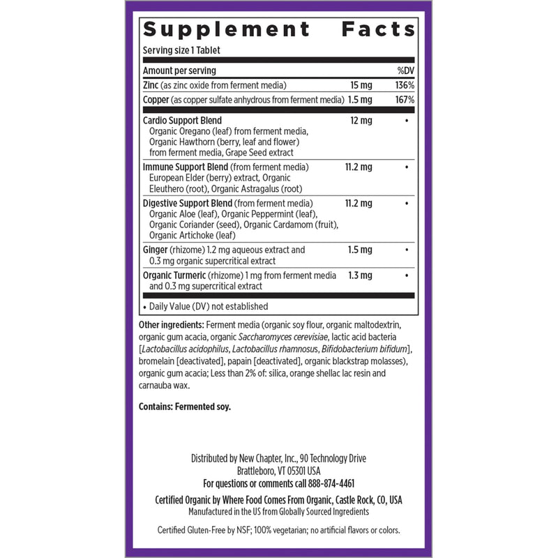 New Chapter Zinc Supplement, Fermented Zinc Complex, ONE Daily for Immune Support + Skin Health + Non-GMO Ingredients, Easy to Swallow & Digest, 90 Count (3 Month Supply) Unflavored 90 Count (Pack of 1) - BeesActive Australia