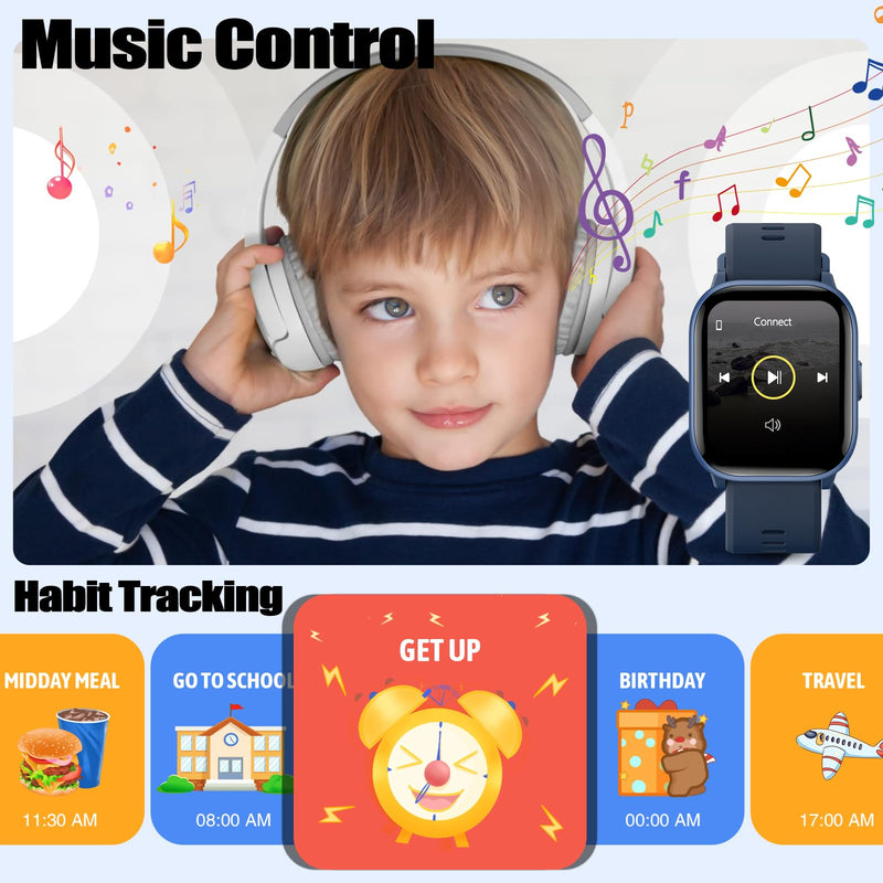 meoonley Kids Watch for Girls Boys with IP68 Waterproof, Girls Watch with 19 Sports Modes, Sleep Tracking, Pedometer, Stopwatch, Kids Activity Tracker, Birthday Gifts for Girls Age 6-15 Years Old Blue