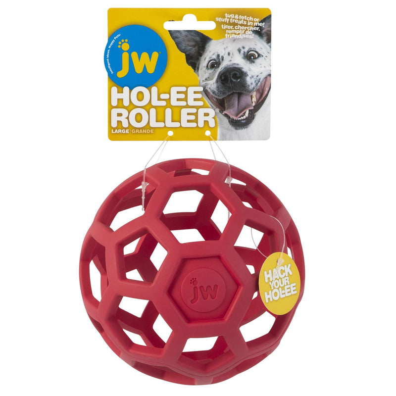 JW Pet Hol-ee Roller Dog Toy Puzzle Ball, Natural Rubber, Large (5.5 Inch Diameter), Colors May Vary Assorted - BeesActive Australia