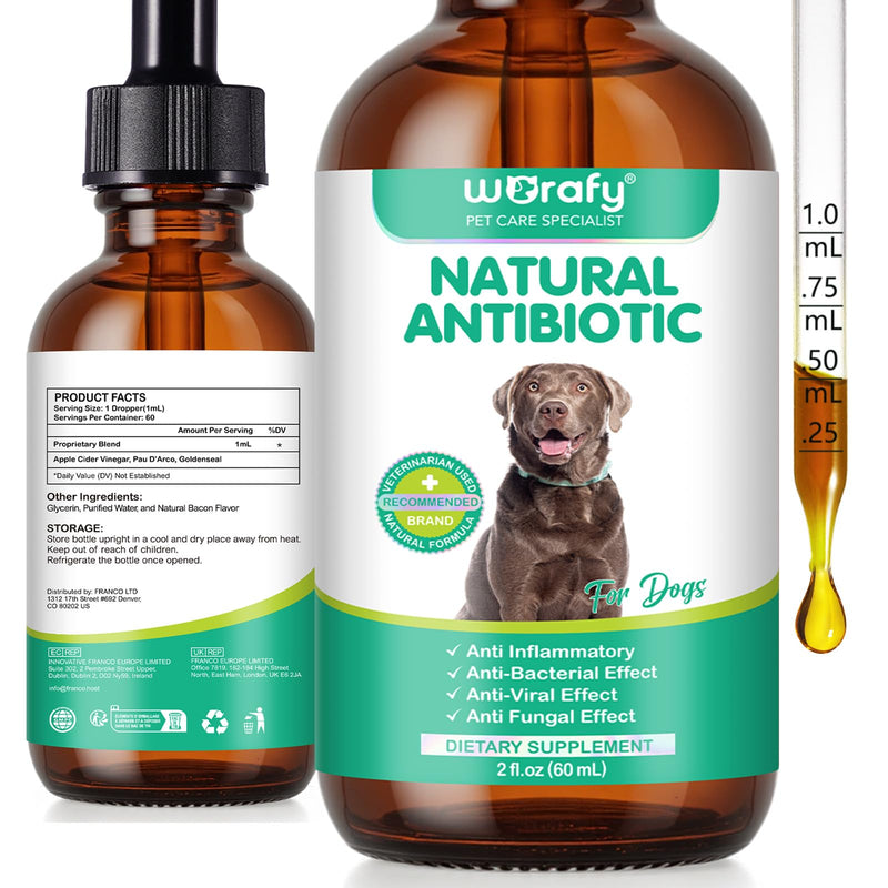 Antibiotics for Dogs, Itchy Skin Soother for Dogs | Allergy & Discomfort Relief & Skin & Immune Support Drops with Natural Bacon Flavor, Easy-to-Use, 60ml