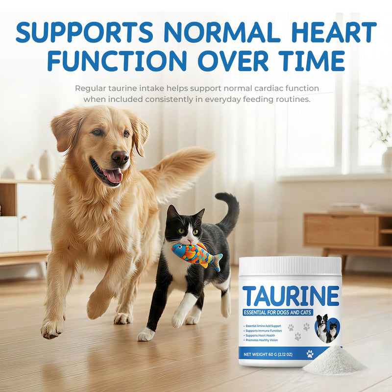 Taurine Powder Supplement for Dogs & Cats, Daily Amino Acid Support for Heart Function, Muscle & Metabolic Balance, Pet Supplement for Long-Term Nutrition, 60 g