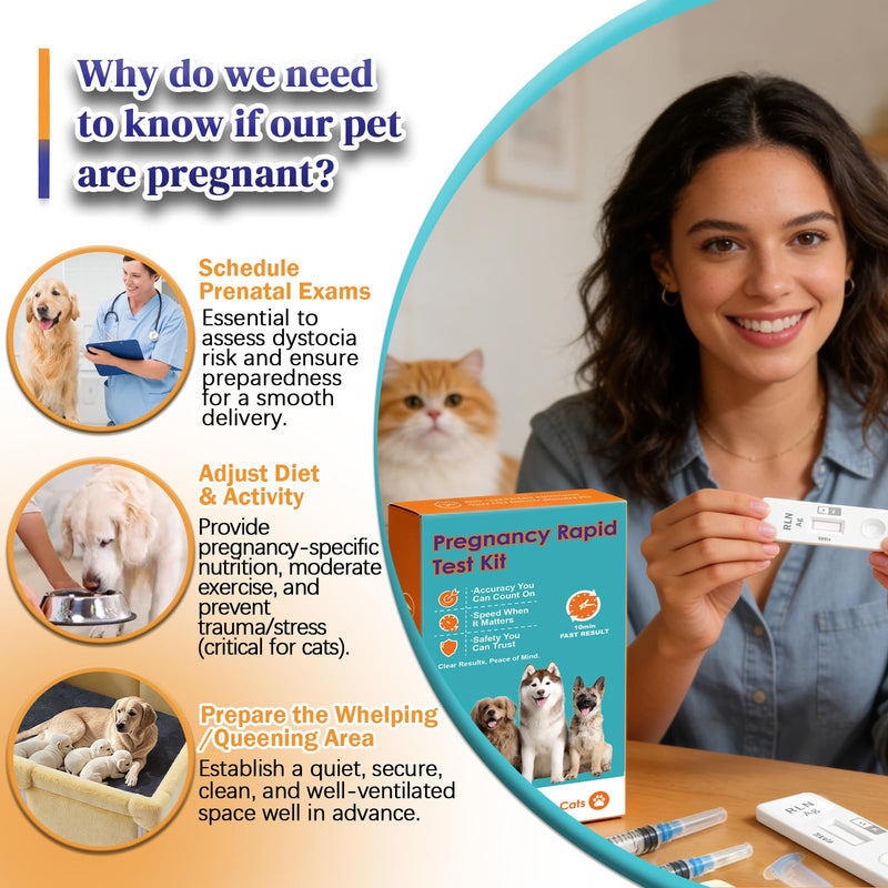 2-Pack Dog & Cat Pregnancy Test Kit, Blood-Based Early Detection for Home & Veterinary Use, Reliable Pet Reproduction Monitoring Tool 2 Pack