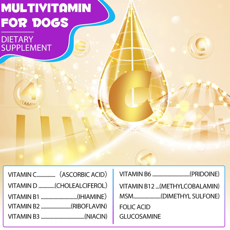 15 in 1 Dog Multivitamin Drops for Dogs,Dog Vitamins & Supplements Natural Dog Multivitamins and Minerals - Glucosamine, MSM for Dogs, Hip & Joint, Immune System, Skin & Coat, Gut Health