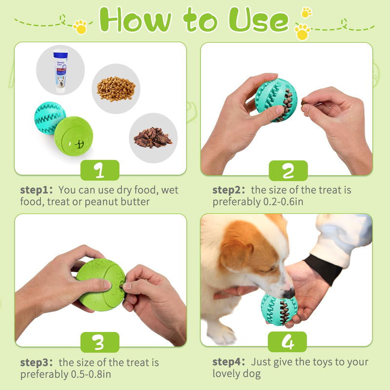 HIPPIH Dog Puzzle Toy 2 Pack, Interactive Dog Toys for Treat Dispensing, Durable Puppy Toys for Teething, Dog Treat Ball for Teeth/Slow Feeder/IQ Training/Playing, Blue-2.75‘’, Green-3.14‘’ Green+Blue - BeesActive Australia