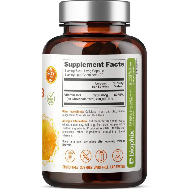 biophix Vitamin D-3 10000 IU High-Potency 120 Softgels - High-Potency Non-GMO Soy-Free Supports Strong Bones Immune Health