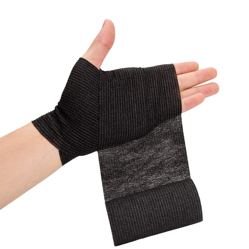 TOBWOLF 12PCS Self Adherent Bandage, 4"x5yd / 10cmx4.5m Cohesive Elastic Bandage Wrap, Breathable Sports Tape for Wrist Ankle Knee Leg Sprains Swelling - Black 4x180 Inch (Pack of 12) - BeesActive Australia