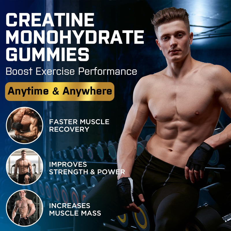 Creatine Monohydrate Gummies, Creatine for Women & Men, Pre Workout Creatine Monohydrate Gummies with Taurine, Vitamin B6 & B12 for Muscle, Strength, Energy, Endurance, Vegan, Organic, 60 Count 60 Count (Pack of 1)