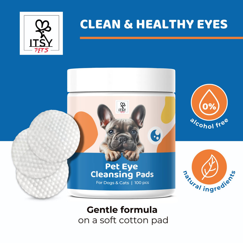 ITSY Pets Eye Cleansing Pads for Dogs & Cats – Gentle, Vegan, and Alcohol-Free – 100 Pads