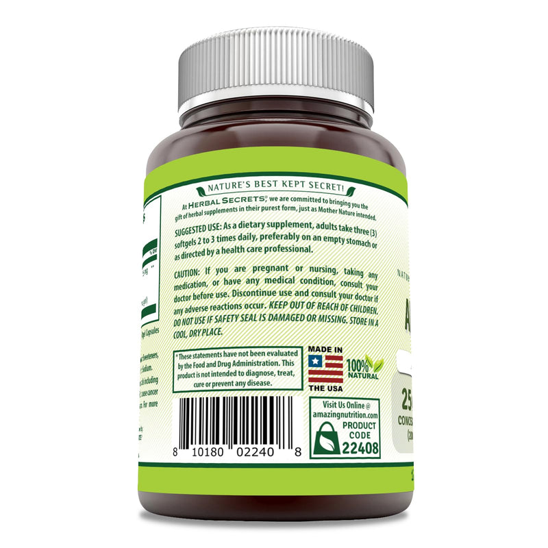 Herbal Secrets Aloe Vera 25 Mg Concentrate 200:1 | 5000 Mg Equivalent | 120 Softgels | Non-GMO | Gluten-Free | Made in USA 120 Count (Pack of 1)
