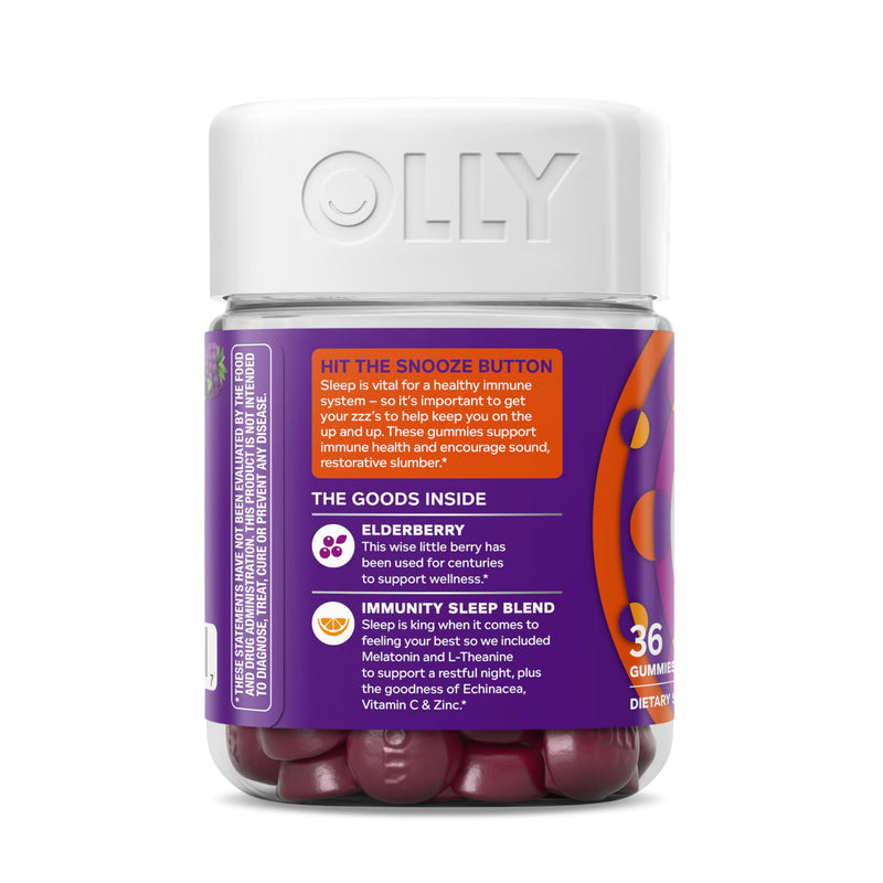 OLLY Immunity Sleep + Elderberry Gummies, Immune & Sleep Support*- 36 Count 36 Count (Pack of 1)