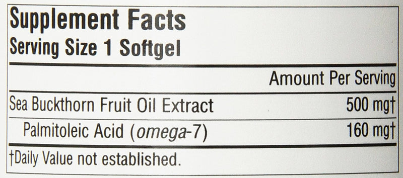 Source Naturals, Omega-7-120 Vegan Softgels | Sea Buckthorn Fruit Oil | Non-GMO | Vegan-Sourced for Health and Vitality 120 Count (Pack of 1)