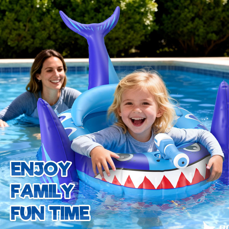Kids Pool Floats with Water Gun, Shark Toddler Inflatable Pool Toys for Kids Age 3-8 Years Old, Summer Outdoor Water, Beach, Swimming Pool Toys Gift for Boys and Girls