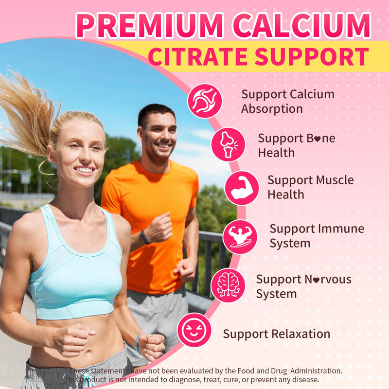 Calcium Citrate Gummies 1200mg, Chewable Calcium Supplements for Women & Men, High Absorption Calcium Gummies for Bone, Muscle & Immune Support, Sugar Free, Strawberry Flavor 60 Count 60 Count (Pack of 1)