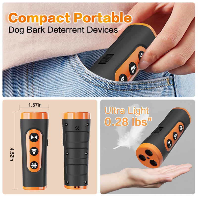 Anti Barking Device for Dogs – Ultrasonic Rechargeable Bark Deterrent with 4 Safe Modes, 50ft Range, Portable and Effective for All Dogs