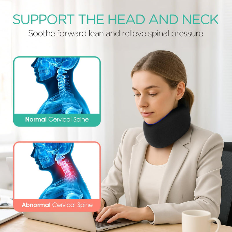 VOYOR-HEALTH Neck Brace, Neck Stretcher for Sleeping, Adjustable Cervical Collar Relieves Pain and Spine Pressure, Neck Support Soft Foam Wraps, Keep Vertebrae Stable for Women & Men NB100