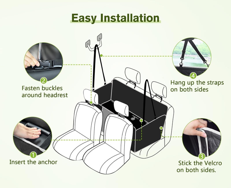 pecute Dog Seat Cover with Hard Bottom 135 * 63cm, Raised & Widened Side Wings, Fully Enclosed, Non-Slip, Waterproof, Scratch Resistant, Compatible with Installing a Child Seat - BeesActive Australia