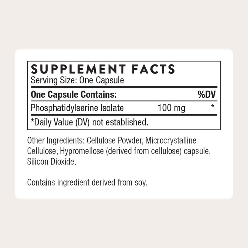 THORNE Phosphatidylserine, 100 mg per Capsule, 60 Capsules | Supports Healthy Brain Function, Memory & Focus, Helps Regulate Cortisol During Stress*, Gluten-Free, NSF Contents Certified