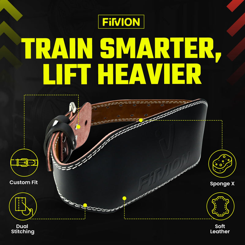 Genuine Leather Weight Lifting Belt With Free Wrist Wraps - 6 Inch Wide - PU Leather Gym Belt - Bodybuilding belts - Lumbar Back Support - Weight Lifting Belts for Men & Women Medium