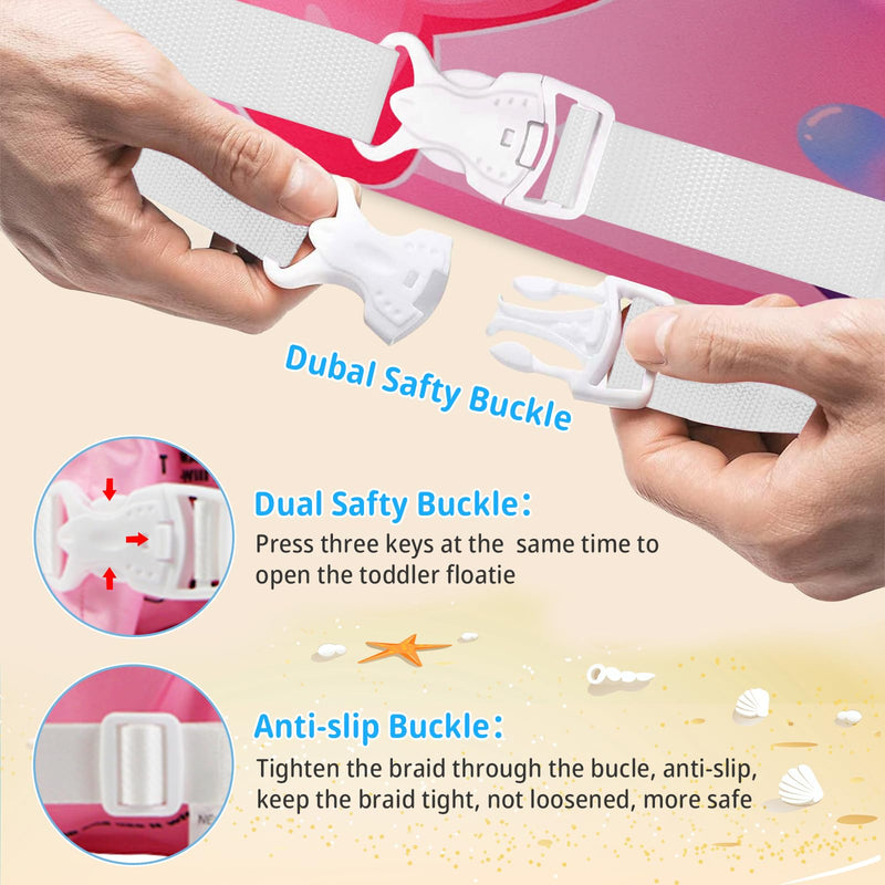 Toddler Swim Vest Floaties for 22-66 lbs / 2-6 Y Kids Swim Jacket with Adjustable Safety Buckle Arm Wings Swim Training for Boys and Girls Beach Boating Pool Floats Pink Whale - BeesActive Australia