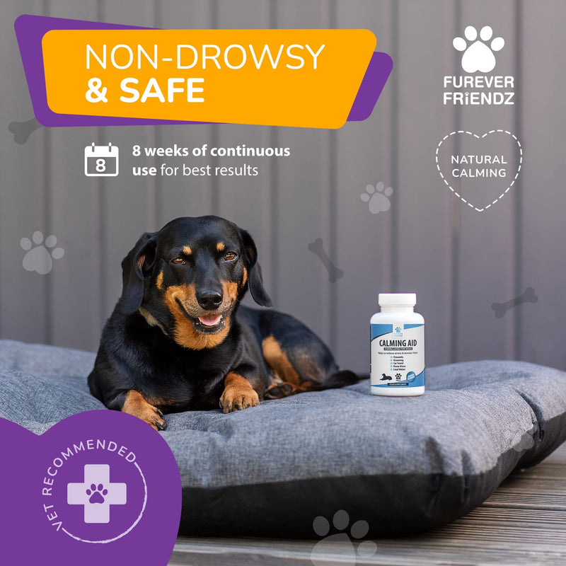 Furever Friendz Natural Dog Calming Tablets for Dogs - 120 Dog Anxiety Relief Supplements - Calming Dog Relieves Stress related to Fireworks, Loud Noises, Travel Sickness, Separation & Aggression