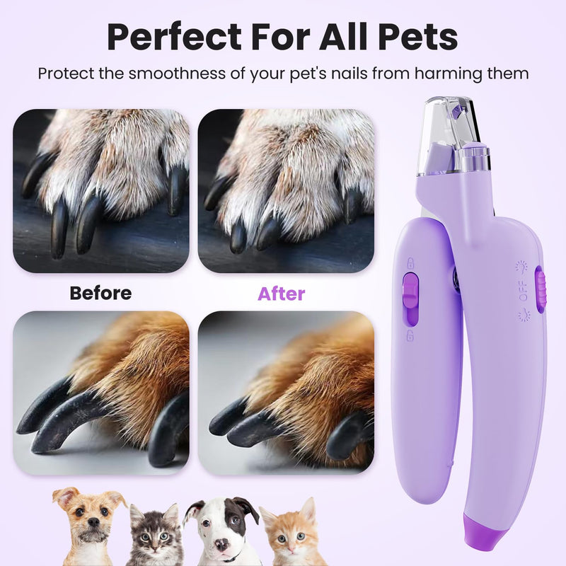 Dog & Cat Nail Clippers,Dog Nail Trimmers Powerful Safety Guard and Nail File to Avoid Over Cutting，Suitable for Large to Medium Dogs Cats,Professional Grooming Tool for Pets，Purple-1 - BeesActive Australia