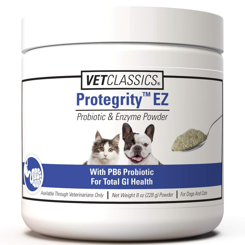 Vet Classics Protegrity EZ Probiotic Health Supplements for Dogs, Cats – Dog Digestive Support, Pet Gastrointestinal Health, Cat Stomach, Intestinal Balance – Pet Enzymes – 8 Oz. Powder 8 oz Powder