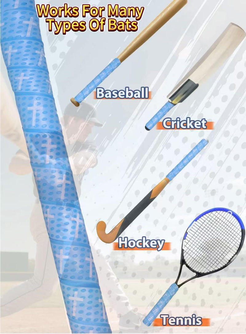 4 Pcs Cross Baseball Bat Grip Tapes, 1.5mm, Precut and Full Softball Grip Tape,Non-Slip Baseball Bat Wrap, for Multi-Sport Handles Colorful - BeesActive Australia