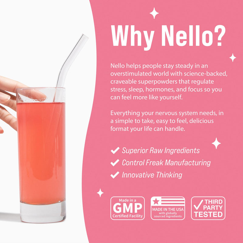 Nello Superbalance Hormonal Support Drink Mix, SRI-81 Shatavari, Myo-Inositol, Rhodiola Rosea, Vitamin C, Magnesium, Theobromine (20 Servings, Strawberry Lemonade) 20 Count (Pack of 1)