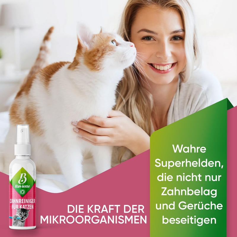 Baviette Cat Care – 100 ml Brush-Free Dental Spray for Cats – Gentle Microbiological Oral Care – Odourless, Tasteless, Alcohol-Free & Fragrance-Free – For Daily Mouth and Teeth Care Dental Care