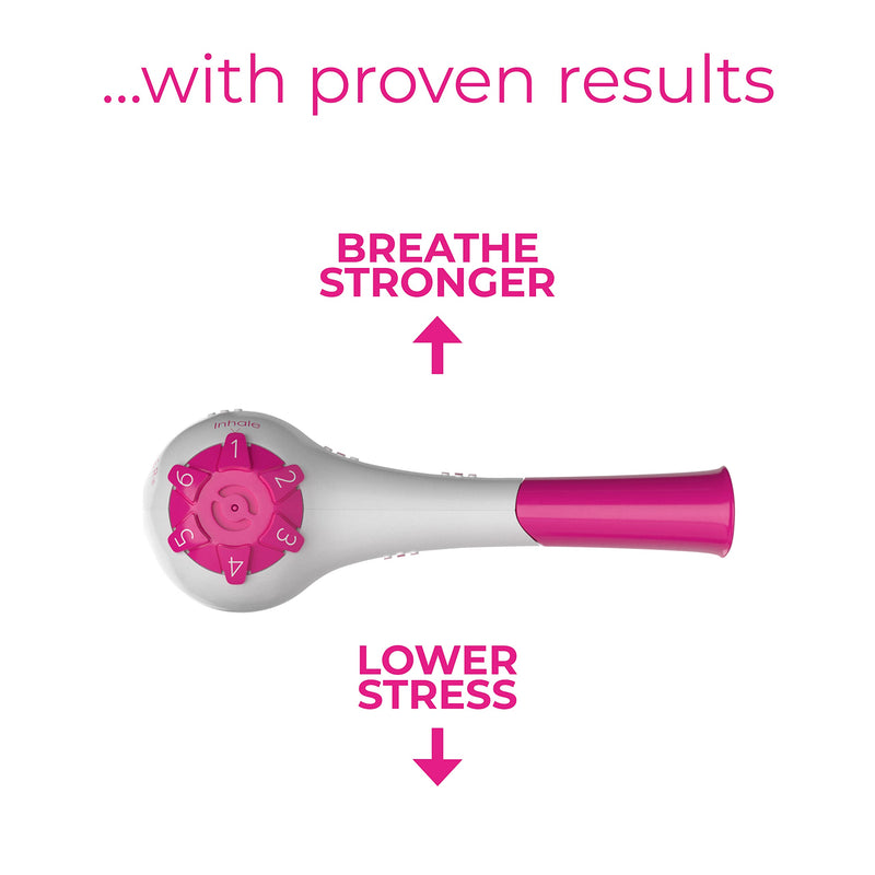 BREATHER PINK │ Natural Breathing Exerciser Trainer for Drug-Free Respiratory Therapy │ Breathe Easier with Stronger Lungs │ Guided Mobile Training App Included - BeesActive Australia